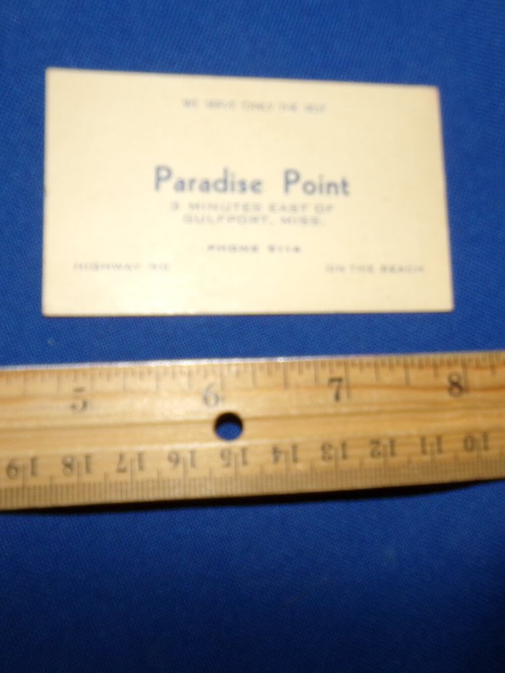 VINTAGE Paradise Point MOTEL BUSINESS CARD - Gulfport, Mississippi - 1930s-1960s